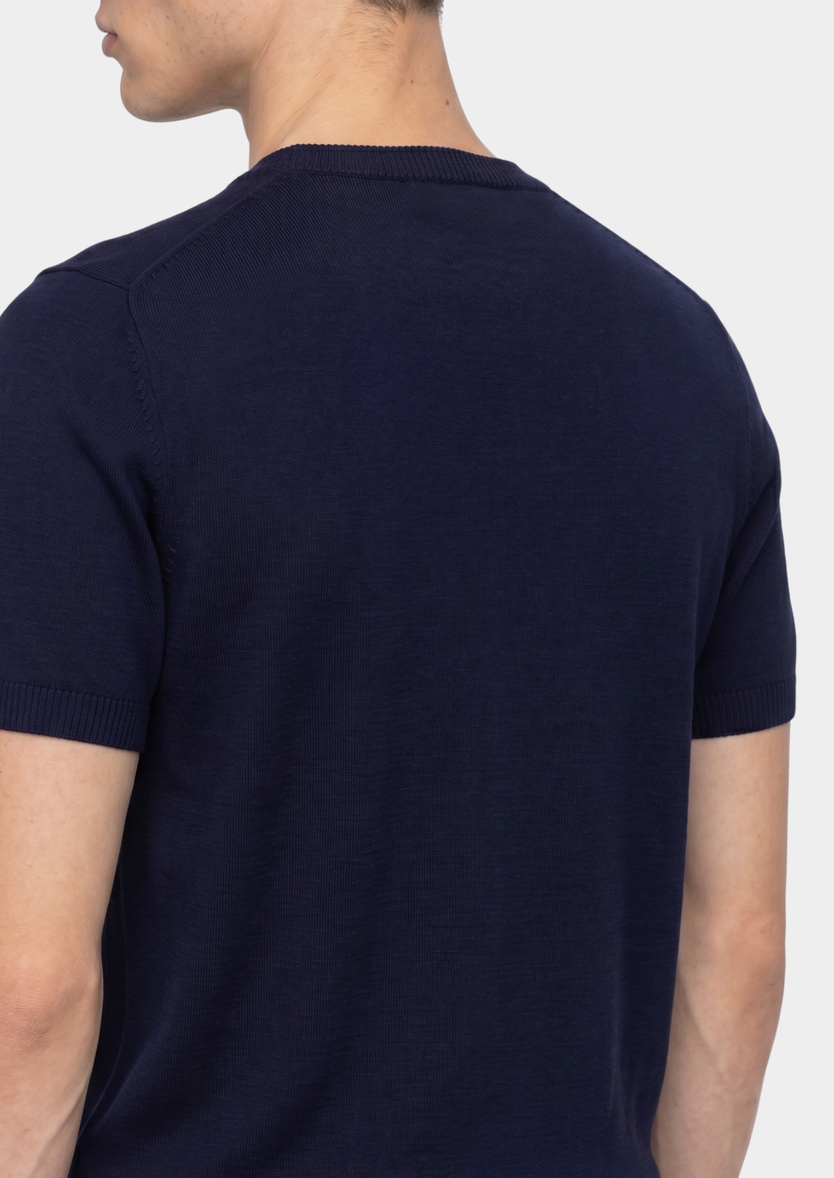 Essential Navy Blue Knitted Crewneck T-Shirt | Apuro