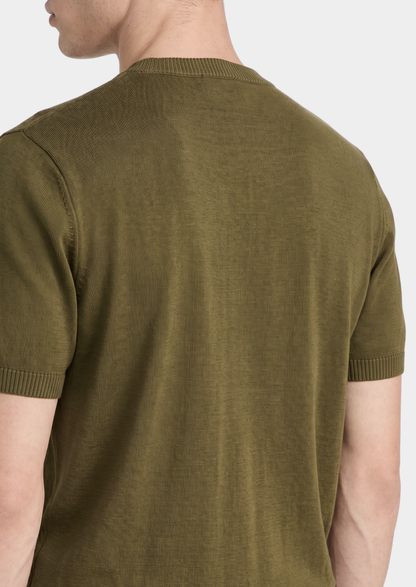 Essential Olive Knitted Crewneck T-Shirt | Apuro