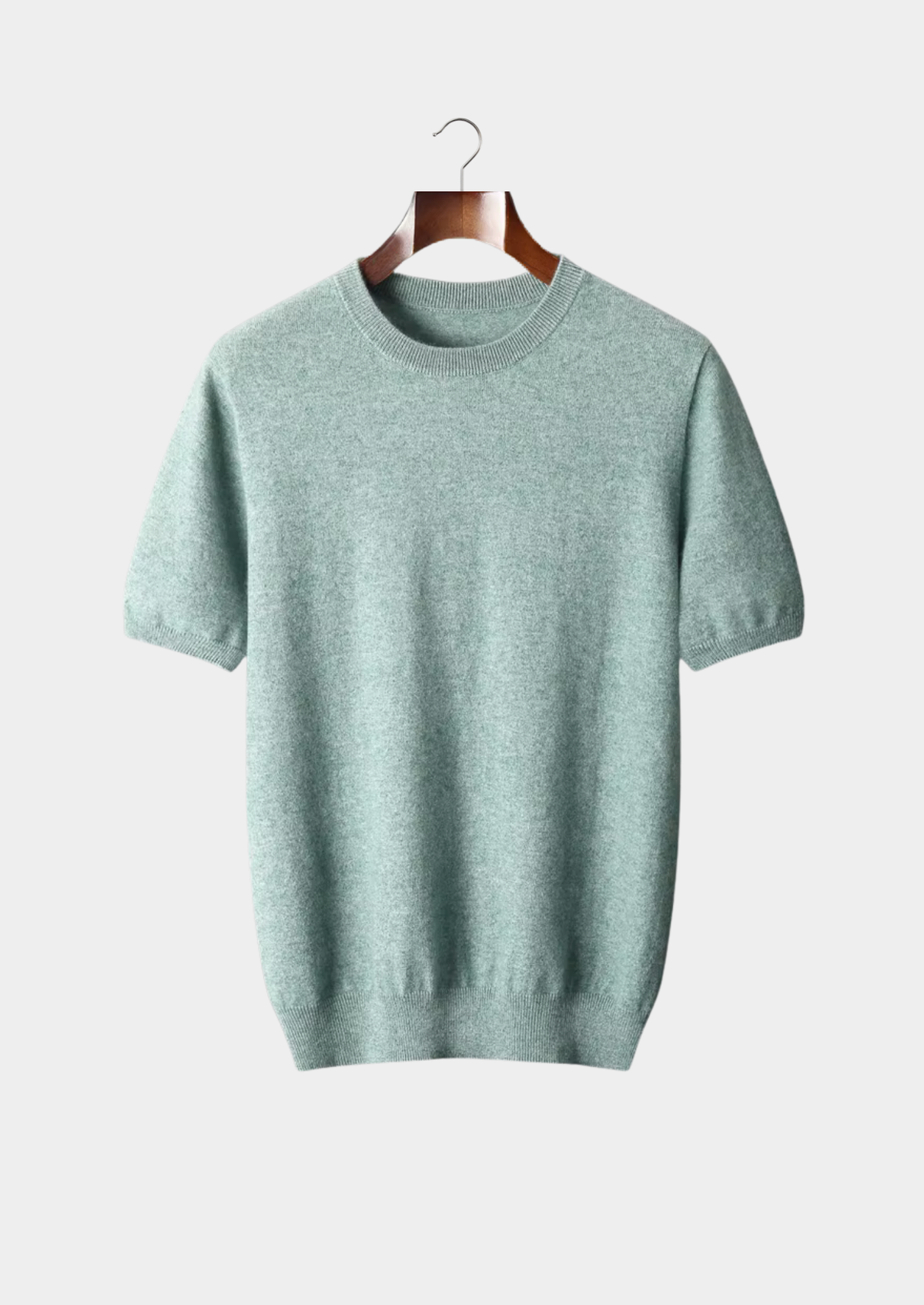 Premium Cashmere Classic Crewneck T-Shirt - Verdant Slate | Apuro
