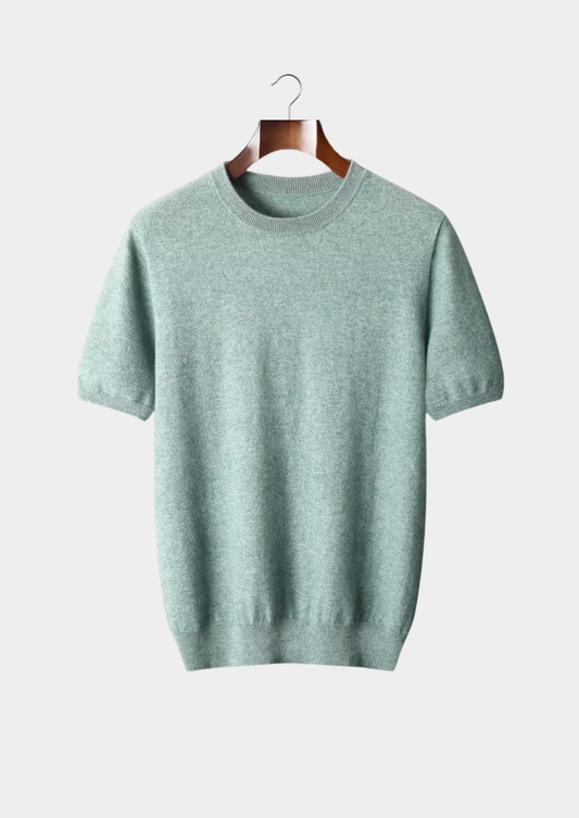 Premium Cashmere Classic Crewneck T-Shirt - Verdant Slate | Apuro