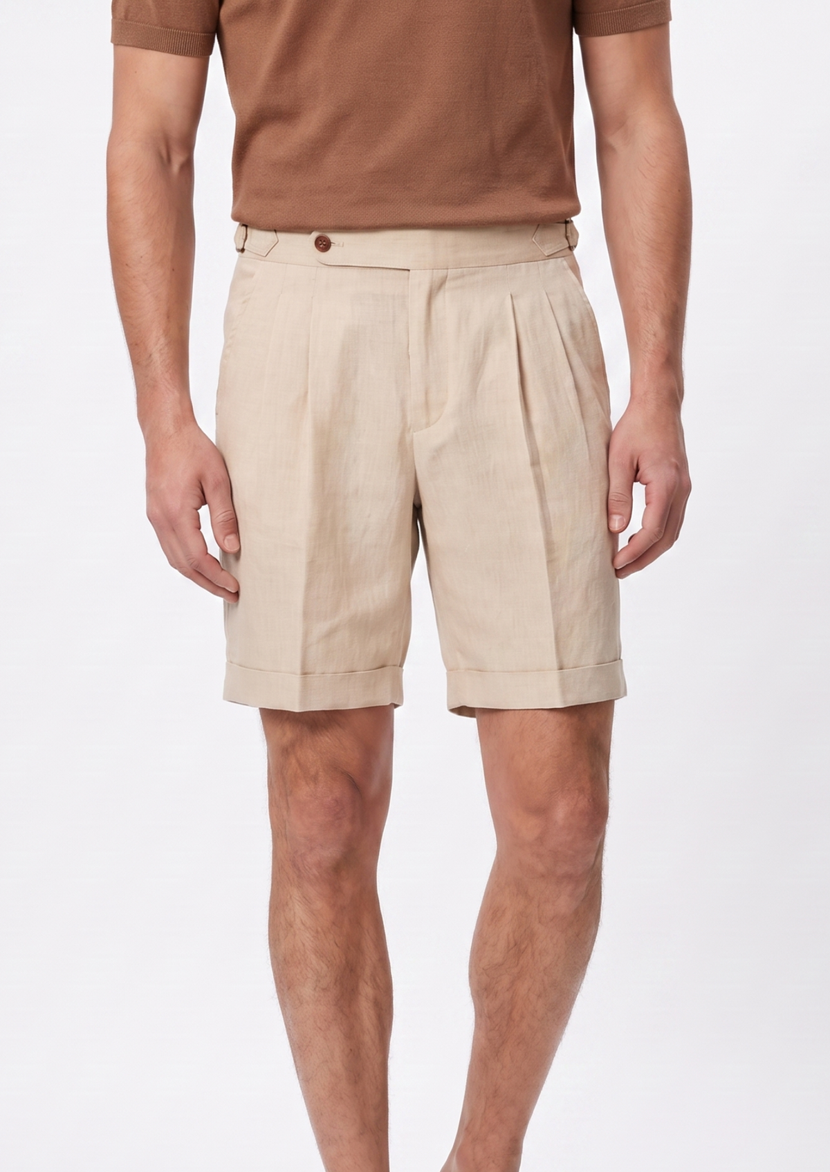 Sand Pleated Linen Seaside Shorts | Apuro