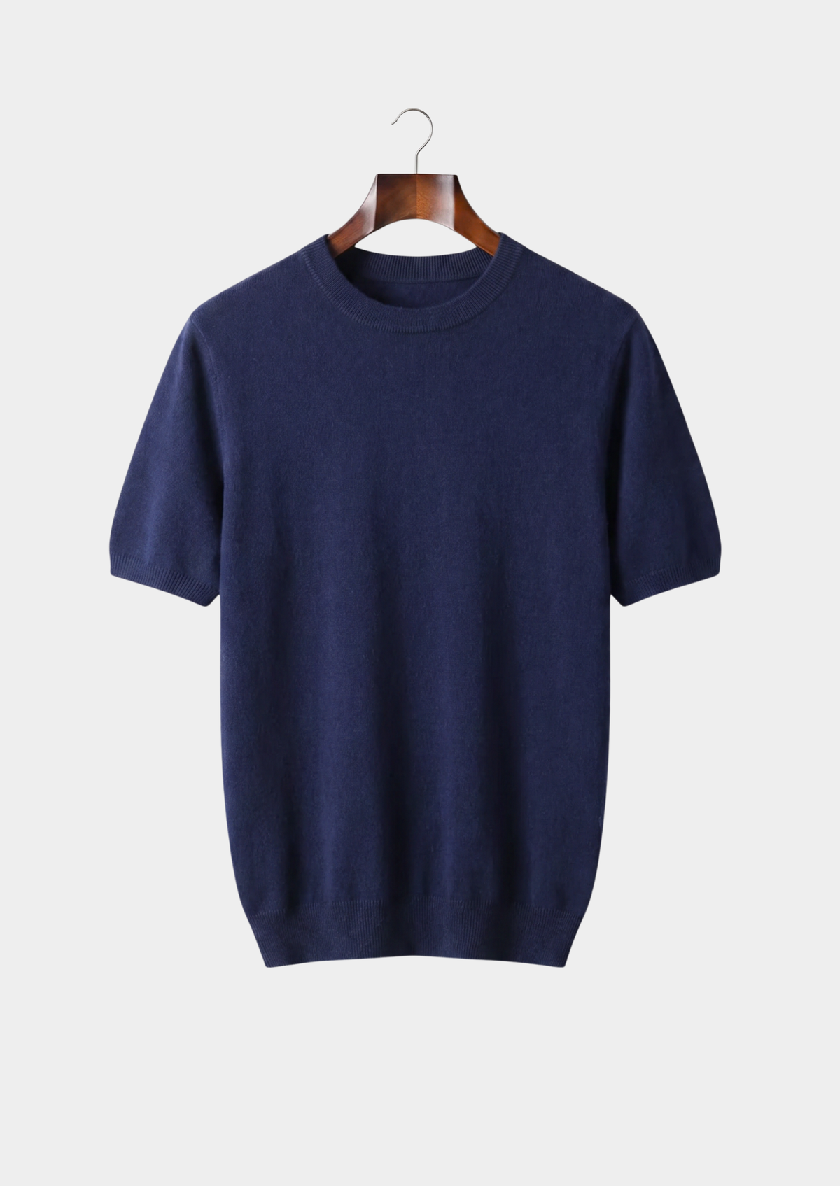 Premium Cashmere Classic Crewneck T-Shirt - Navy Blue | Apuro
