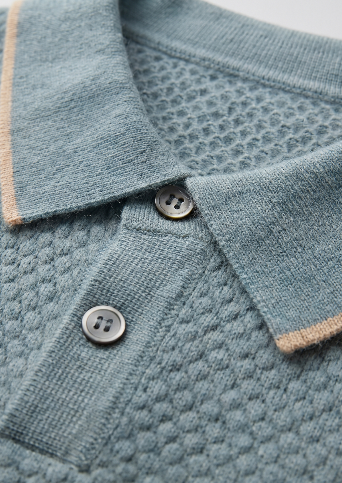 Premium Cashmere Sea Blue Two-Tone Polo | Apuro