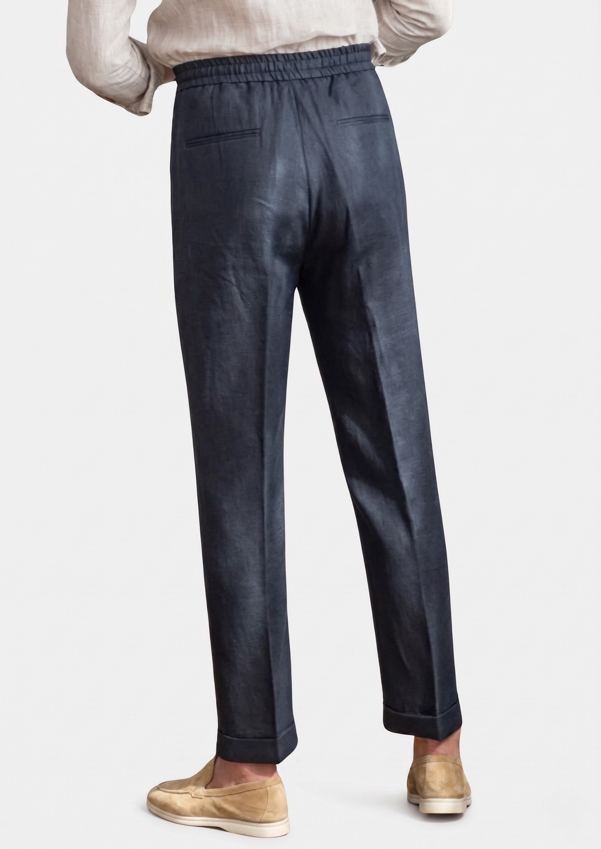 Drawstring Coastal Trousers - Navy Blue | Apuro