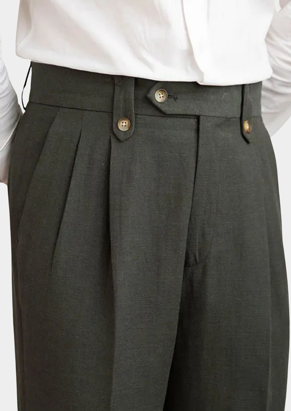 Cagliari Pleated Coastal Trousers - Olive | Apuro