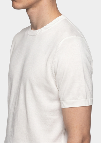 Essential White Knitted Crewneck T-Shirt | Apuro
