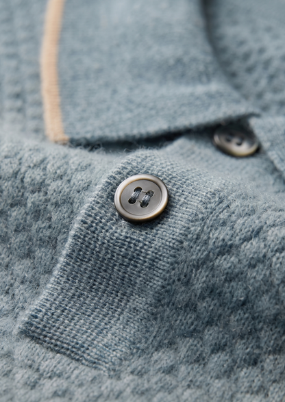 Premium Cashmere Sea Blue Two-Tone Polo | Apuro