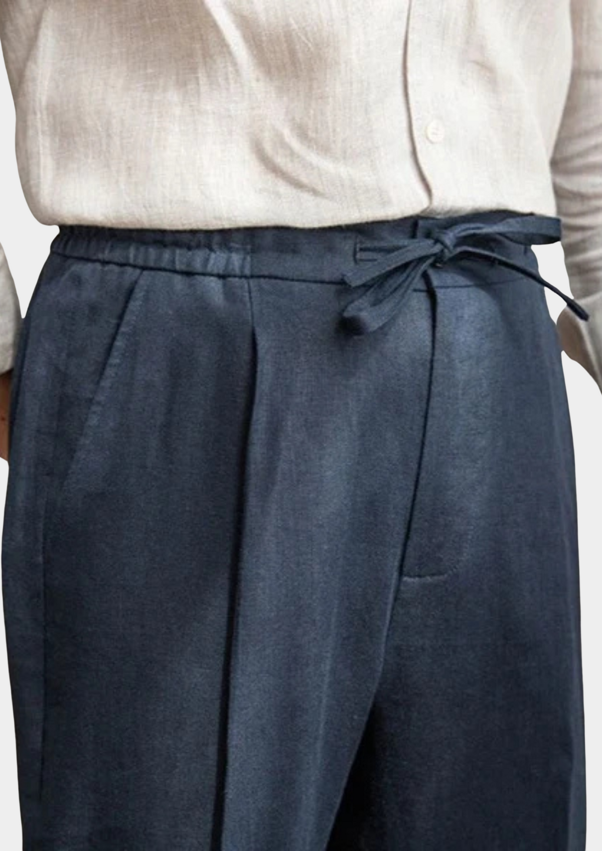 Drawstring Coastal Trousers - Navy Blue | Apuro