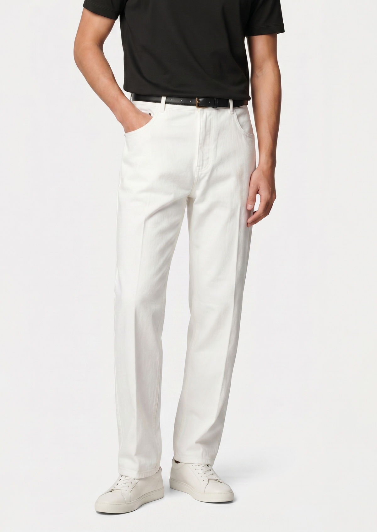 Essential White Straight Leg Denim Trousers | Apuro