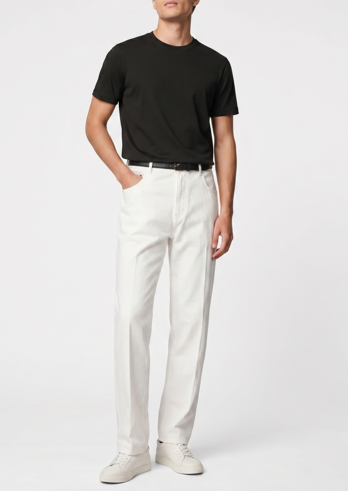 Essential White Straight Leg Denim Trousers | Apuro