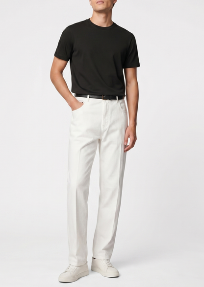 Essential White Straight Leg Denim Trousers | Apuro