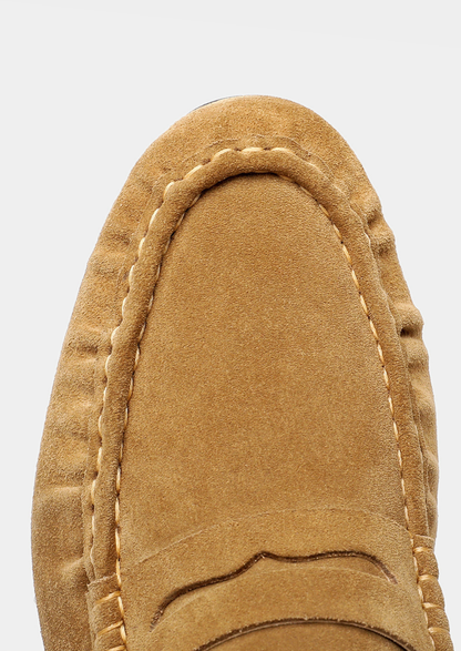 Caramel Classic Penny Suede Loafers | Apuro