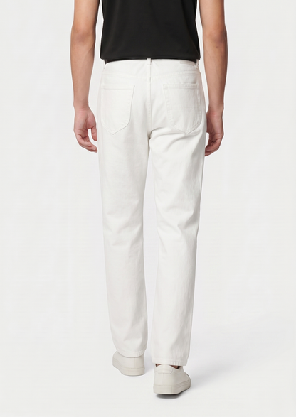 Essential White Straight Leg Denim Trousers | Apuro