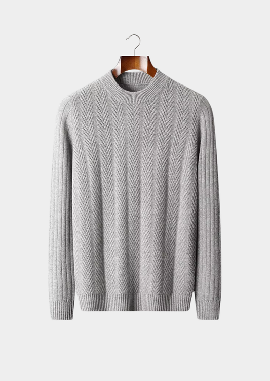 Pure Extra-Fine Merino Wool Herringbone Crewneck | Apuro