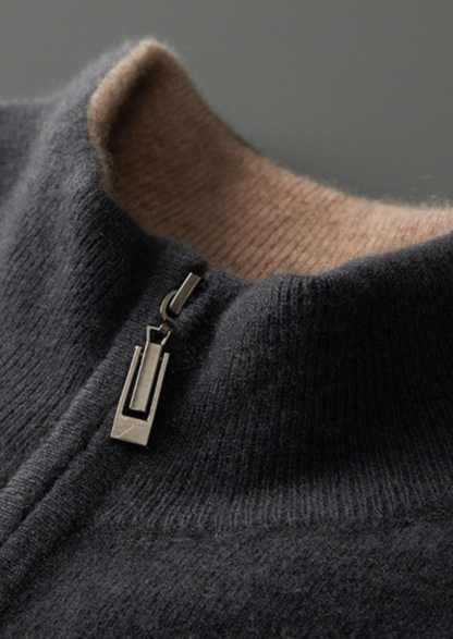 Pure Cashmere Dark Gray Dual Zip Cardigan | Apuro