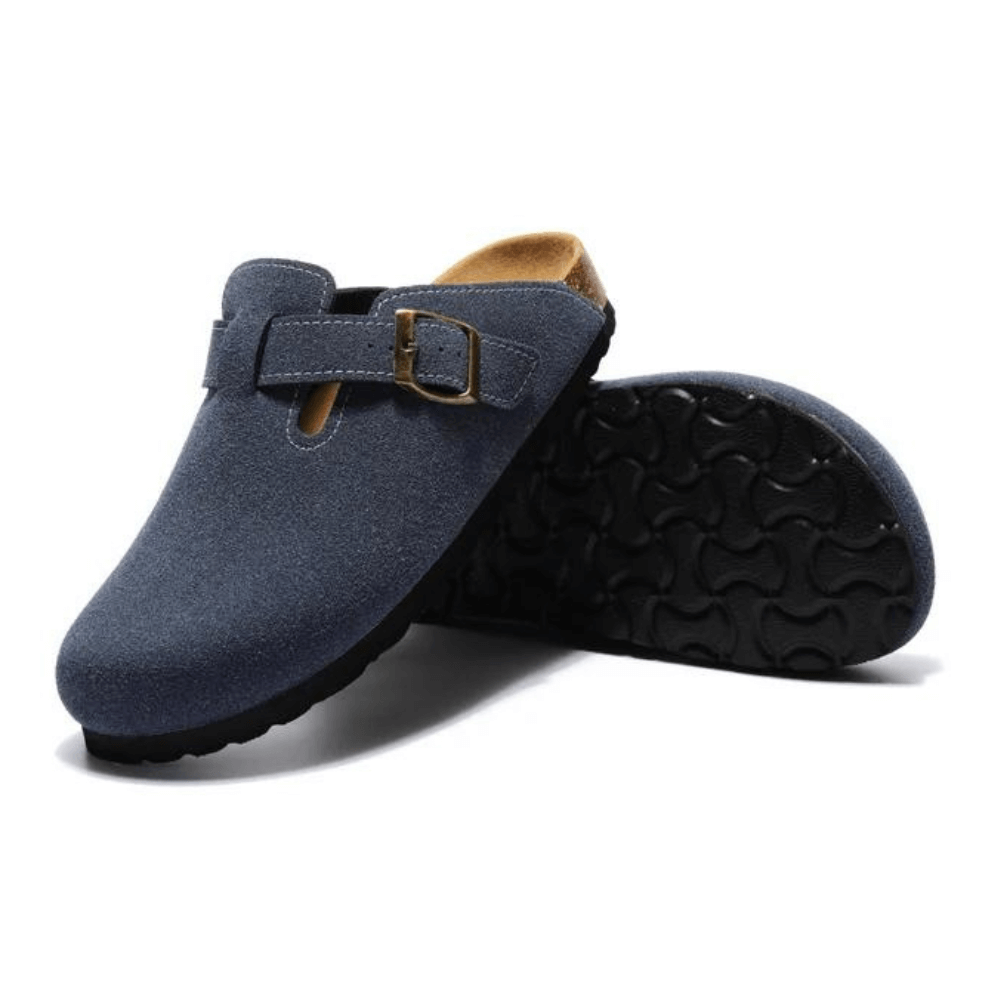 Apuro Suede Boston Clogs - Blue