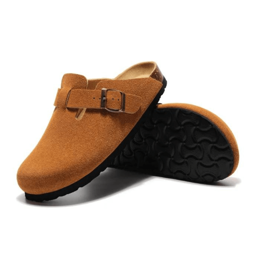 Apuro Suede Boston Clogs - Caramel