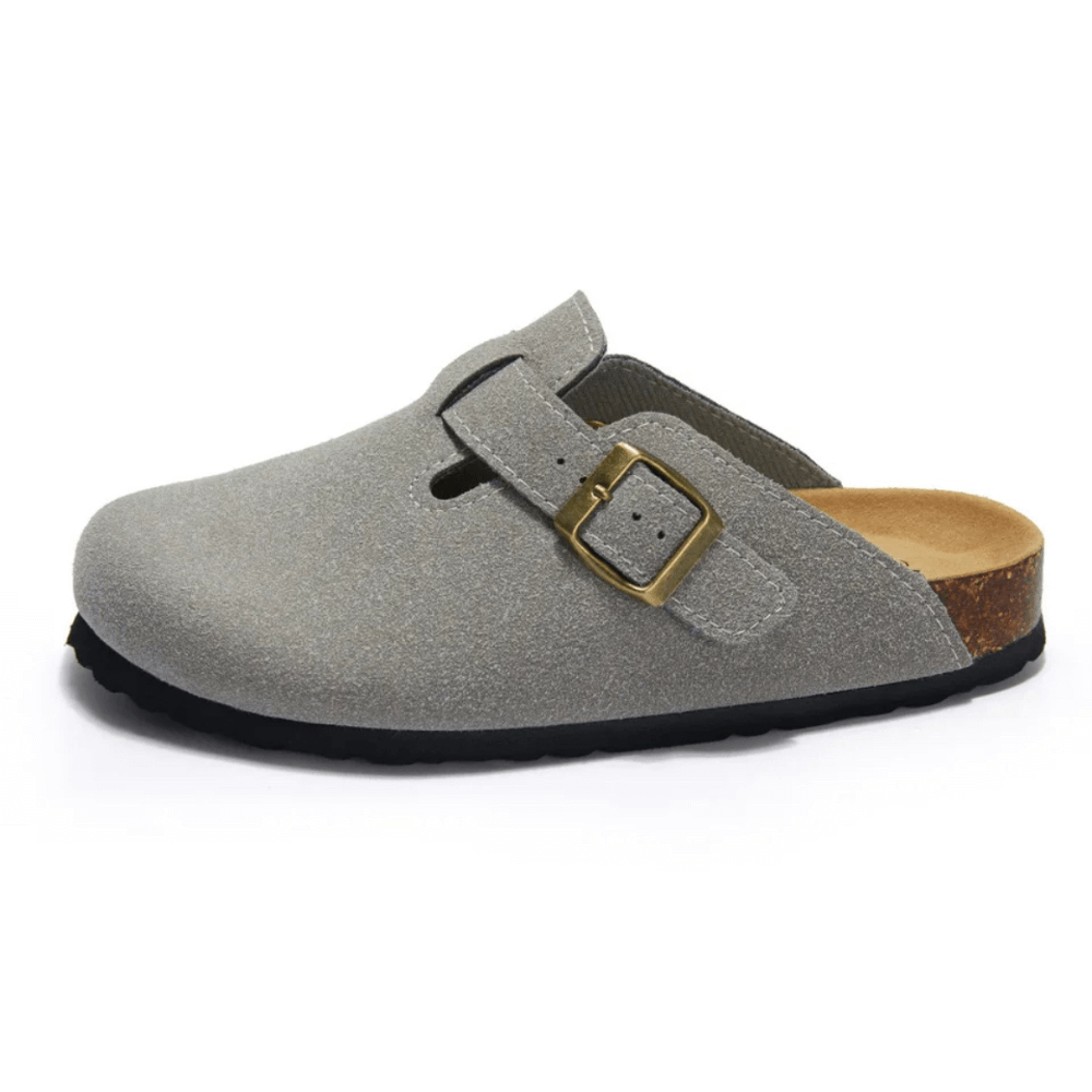 Apuro Suede Boston Clogs - Light Grey