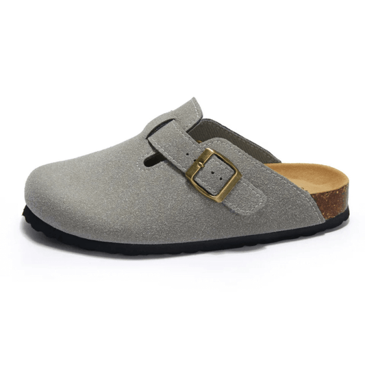 Apuro Suede Boston Clogs - Light Grey