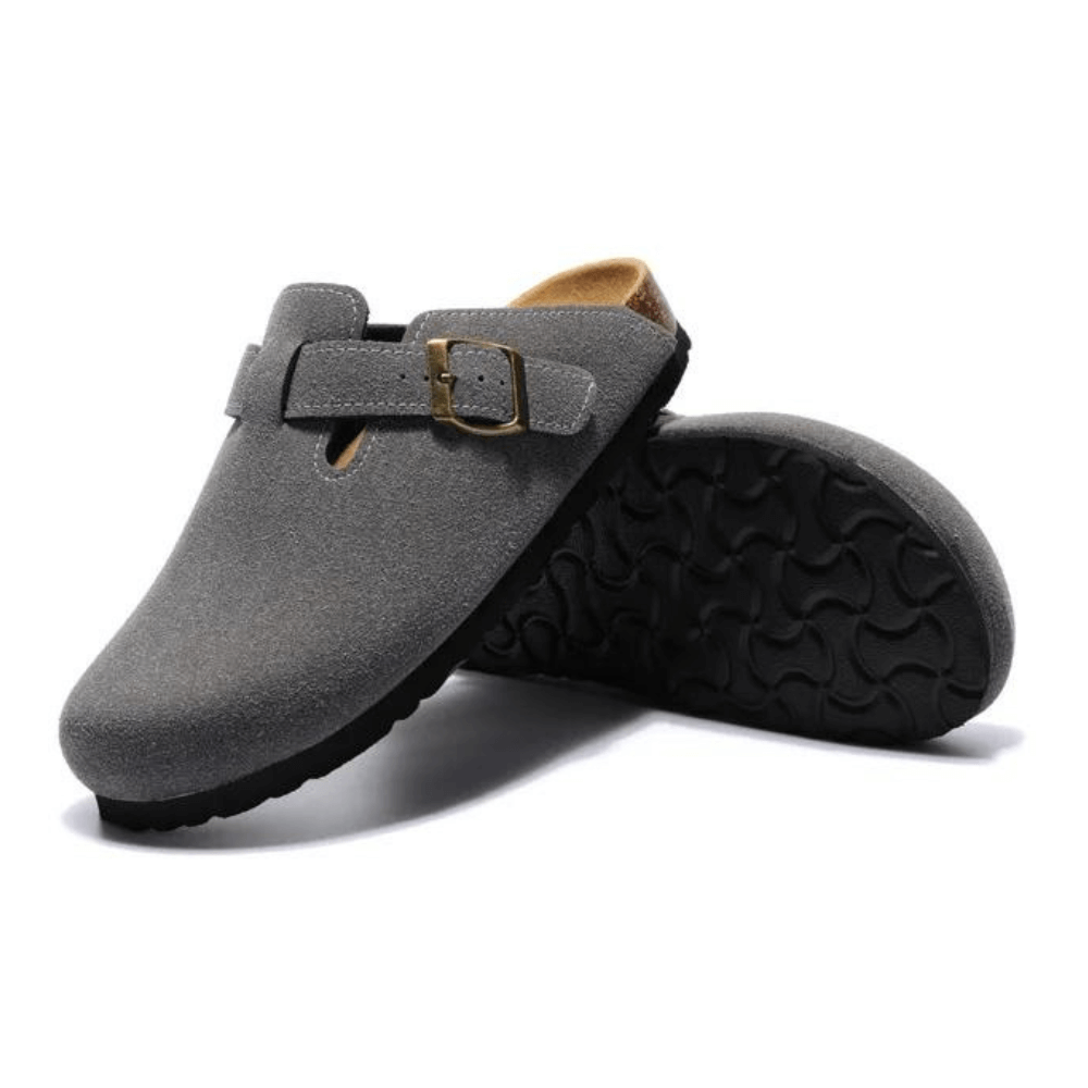 Apuro Suede Boston Clogs - Dark Grey