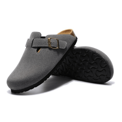 Apuro Suede Boston Clogs - Dark Grey