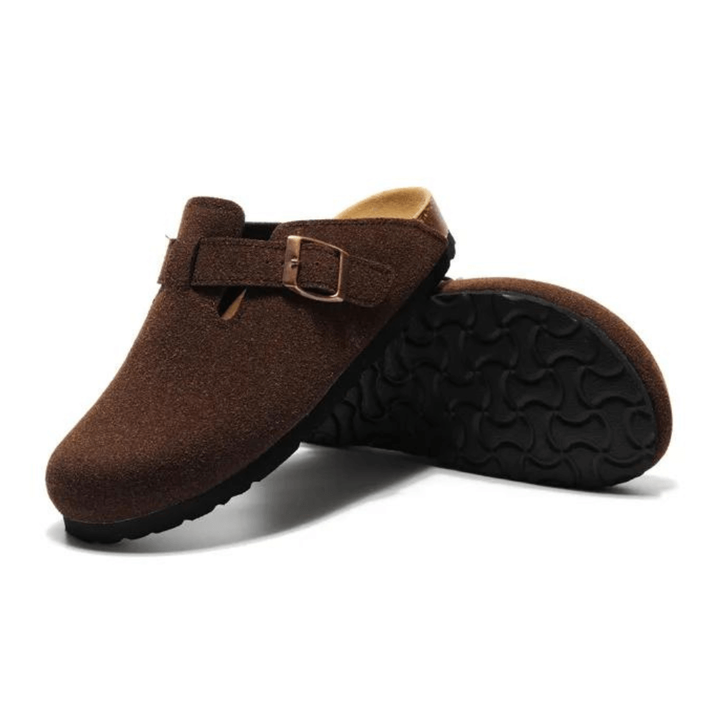 Apuro Suede Boston Clogs - Dark Brown