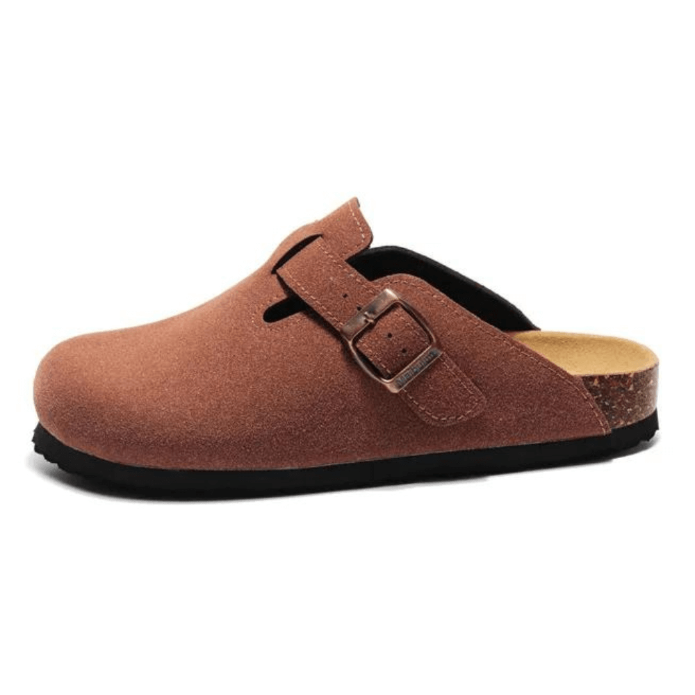 Apuro Suede Boston Clogs - Chestnut