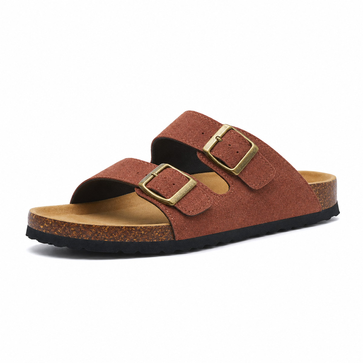 Maibulun Suede Arizona Sandals - Chestnut | Apuro