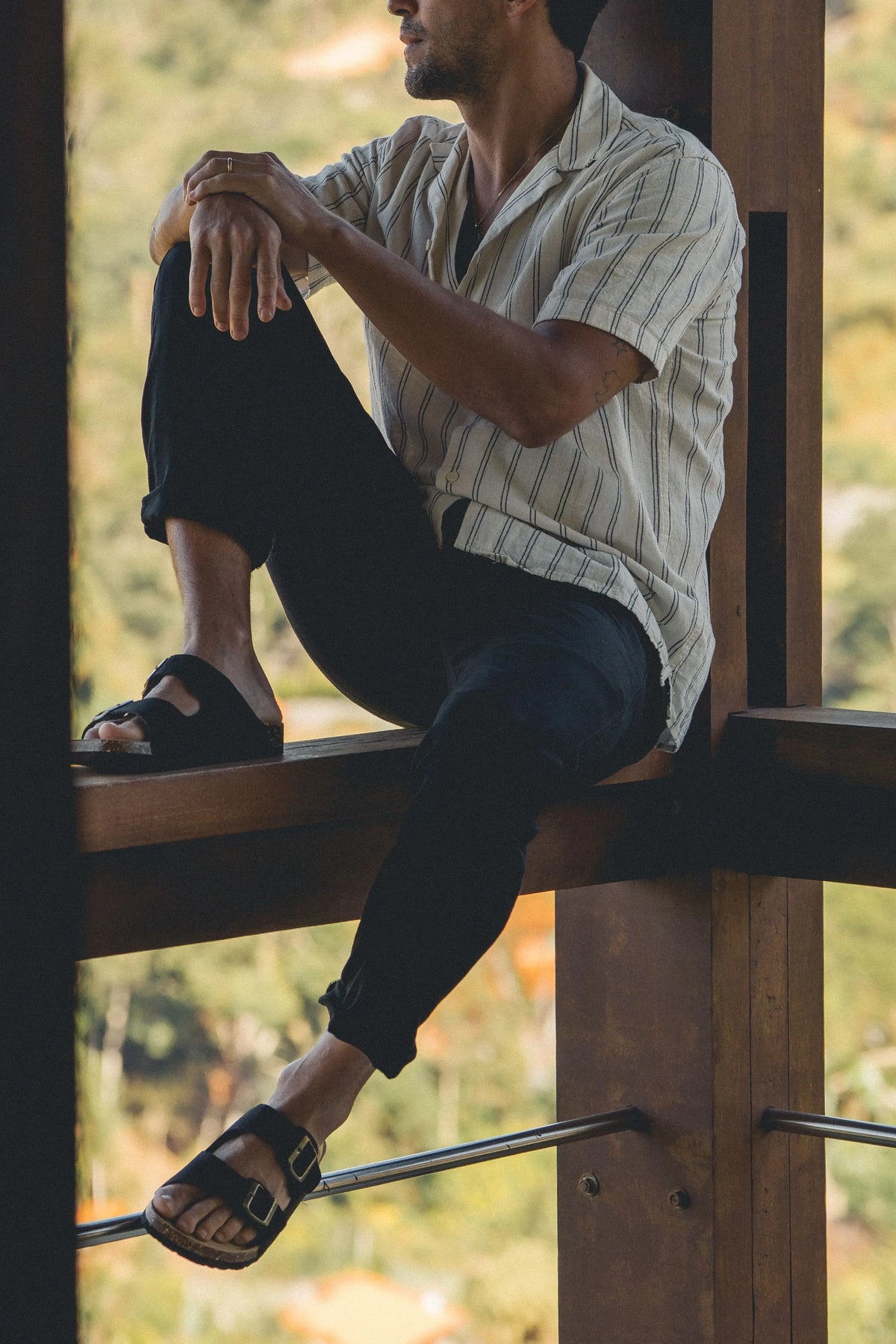 Maibulun Suede Arizona Sandals - Black | Apuro