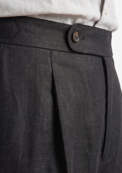 Tuscany Pleated Coastal Trousers - Black | Apuro