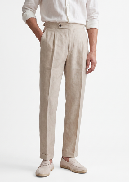 Tuscany Pleated Coastal Trousers - Ivory | Apuro