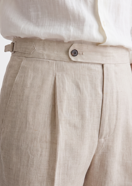 Tuscany Pleated Coastal Trousers - Ivory | Apuro