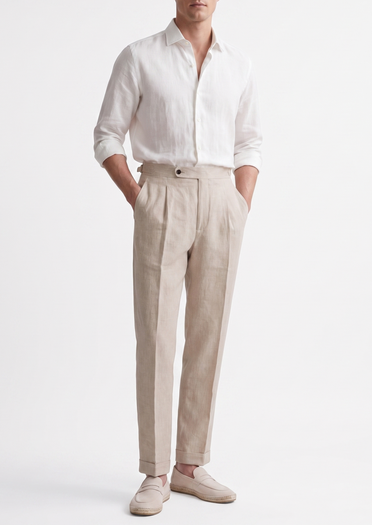 Tuscany Pleated Coastal Trousers - Ivory | Apuro