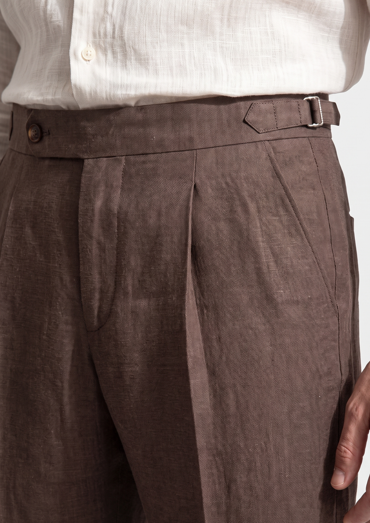 Tuscany Pleated Coastal Trousers - Dark Brown | Apuro