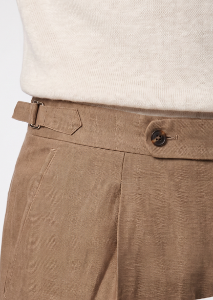 Tuscany Pleated Coastal Trousers - Caramel | Apuro