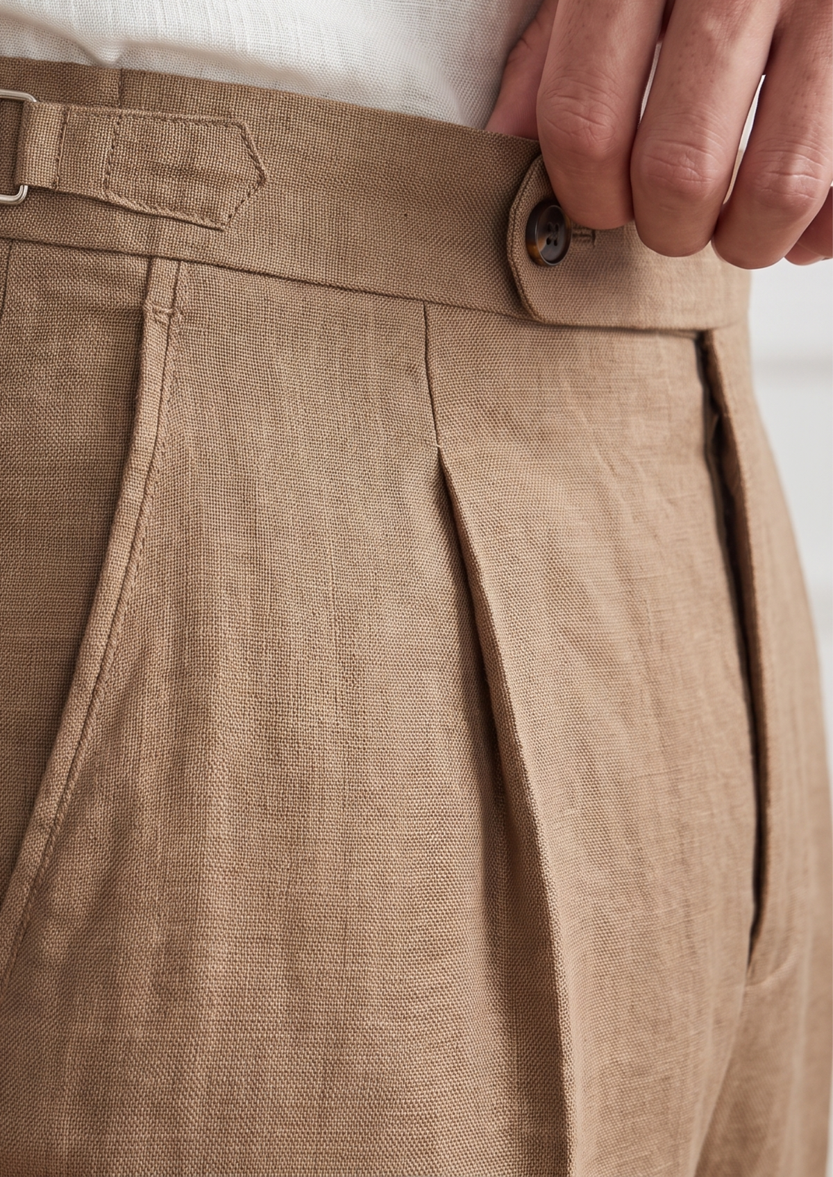 Tuscany Pleated Coastal Trousers - Caramel | Apuro