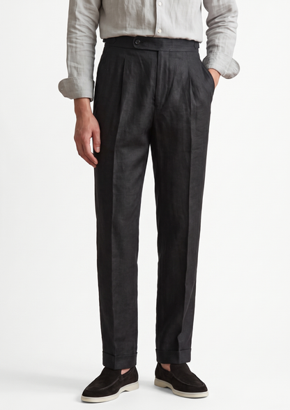 Tuscany Pleated Coastal Trousers - Black | Apuro