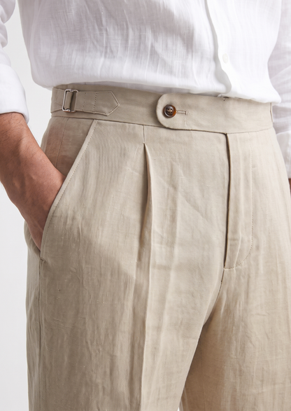 Tuscany Pleated Coastal Trousers - Sand | Apuro