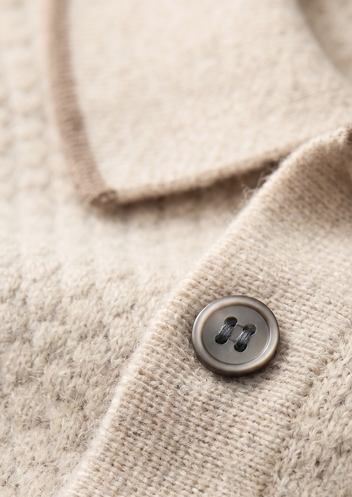 Premium Cashmere Ivory Two-Tone Polo | Apuro