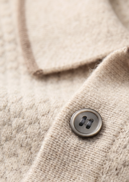Premium Cashmere Ivory Two-Tone Polo | Apuro