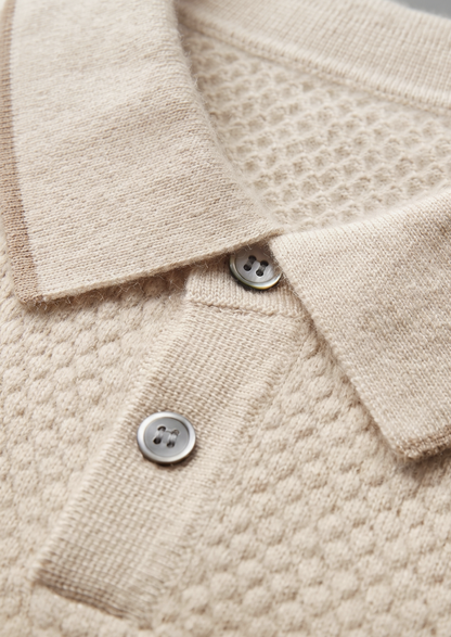 Premium Cashmere Ivory Two-Tone Polo | Apuro