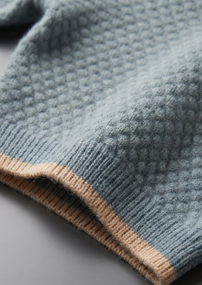 Premium Cashmere Sea Blue Two-Tone Polo | Apuro