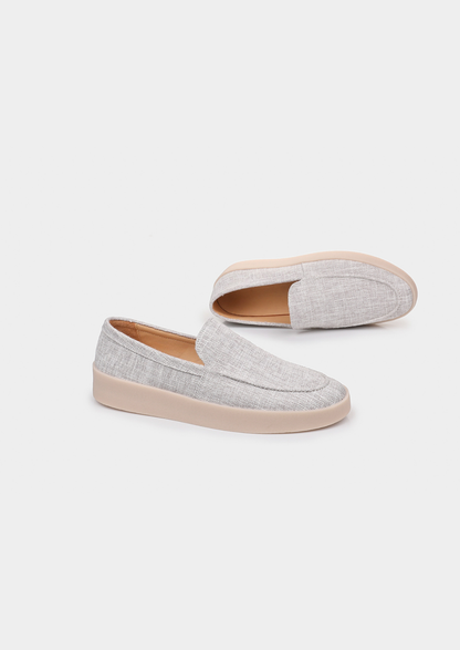 Gray Linen City Loafers | Apuro