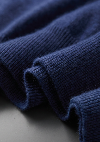Premium Cashmere Classic Crewneck T-Shirt - Navy Blue | Apuro