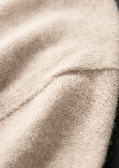 Premium Cashmere Classic Crewneck T-Shirt - Ivory Mocha | Apuro
