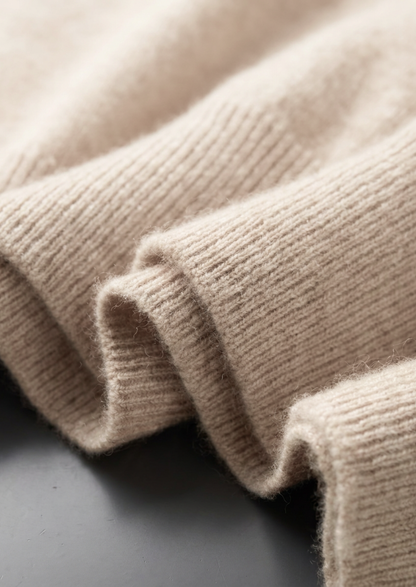 Premium Cashmere Classic Crewneck T-Shirt - Ivory Mocha | Apuro