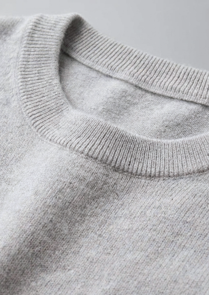 Premium Cashmere Classic Crewneck T-Shirt - Light Gray | Apuro