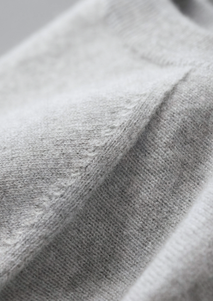 Premium Cashmere Classic Crewneck T-Shirt - Light Gray | Apuro