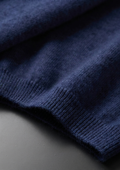 Premium Cashmere Classic Crewneck T-Shirt - Navy Blue | Apuro