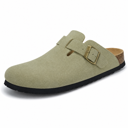 Apuro Suede Boston Clogs - Matcha Green